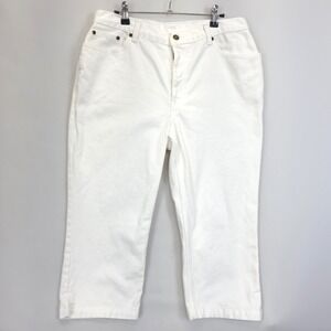Jeanology Denim Capra Straight Leg Pants Women 12 White 100% Cotton Casual